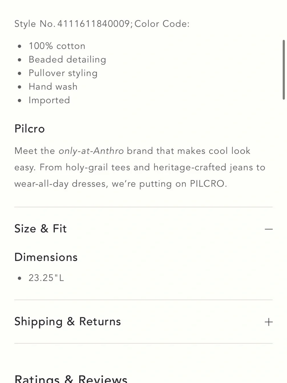 Pilcro Beige Embellished Crewneck Sweatshirt